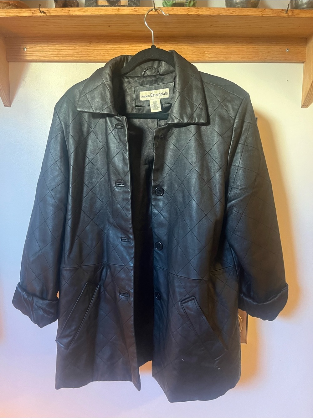 Quilted Black Leather Coat
